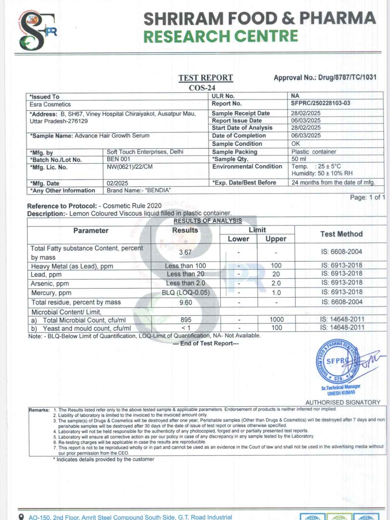 BENDIA Hair Serum Reduce Hairfall in 8 weeks-(50ml)